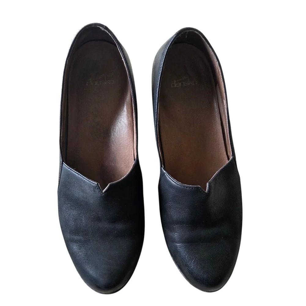 Dansko Liliana Black Nubuck Leather Slip-on Wedge Clogs Size 41 (US 10.5-11)